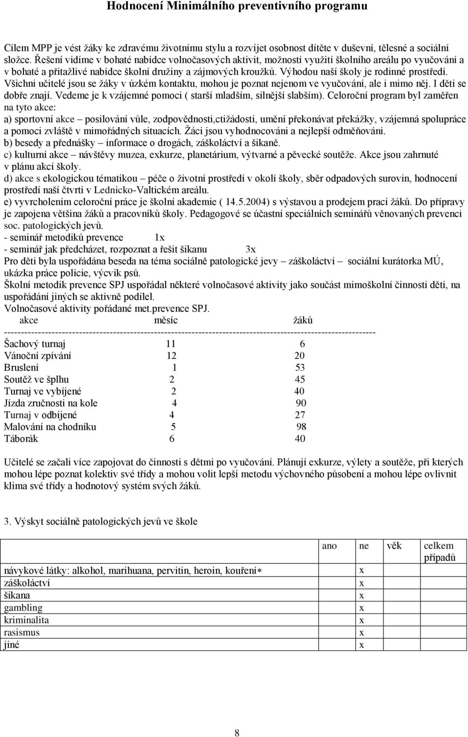 Výhodou naší školy je rodinné prostředí. Všichni učitelé jsou se žáky v úzkém kontaktu, mohou je poznat nejenom ve vyučování, ale i mimo něj. I děti se dobře znají.