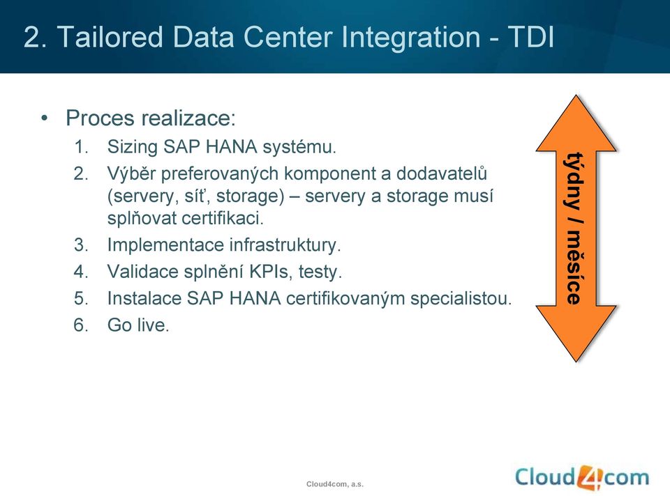 storage musí splňovat certifikaci. 3. Implementace infrastruktury. 4.