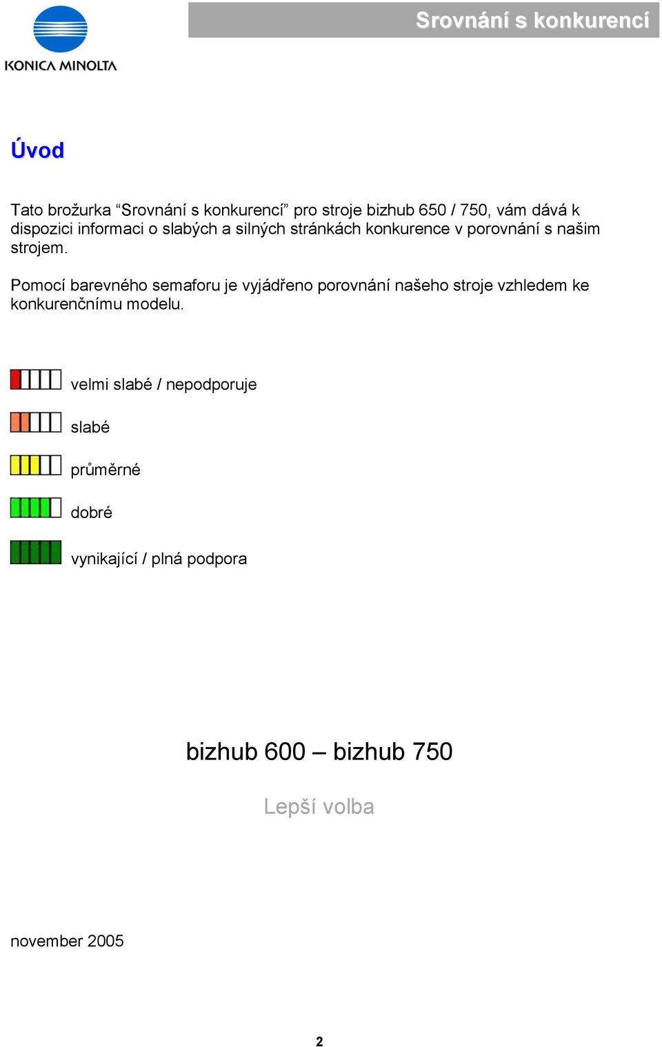 Pomocí barevného semaforu je vyjádřeno porovnání našeho stroje vzhledem ke konkurenčnímu