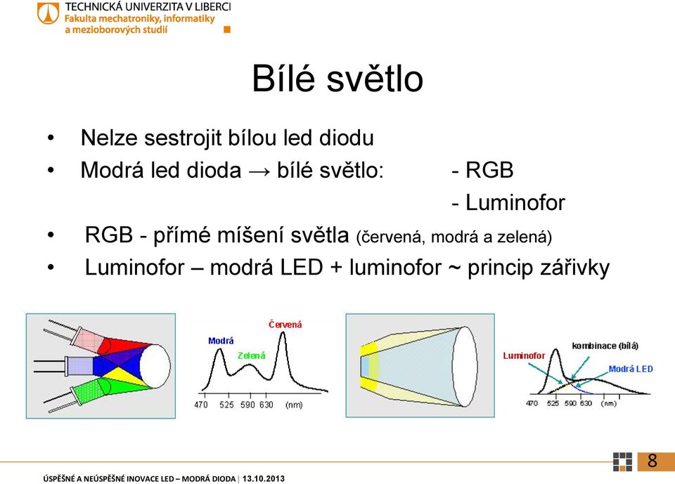 RGB - přímé míšení světla (červená, modrá a