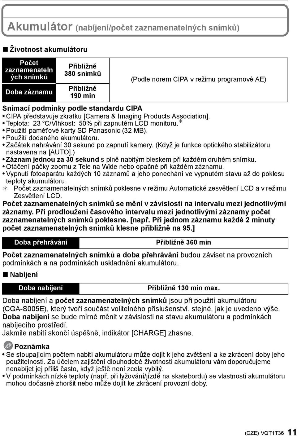 (Když je funkce optického stabilizátoru nastavena na [AUTO].) Záznam jednou za 30 sekund s plně nabitým bleskem při každém druhém snímku.