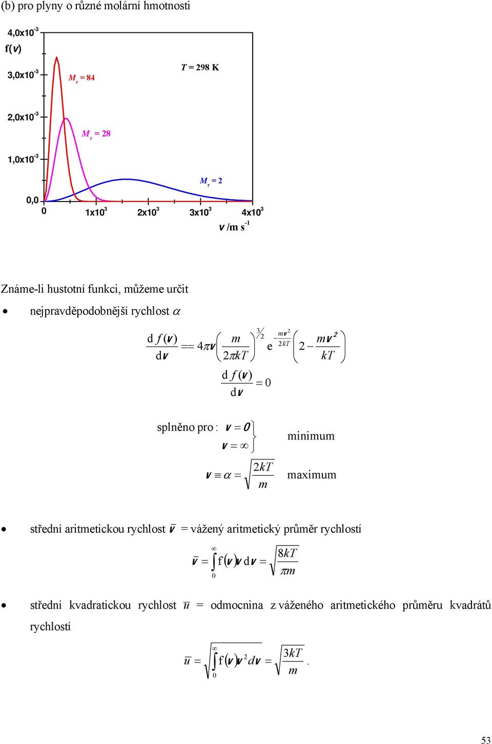 iniu aiu střdní arittickou rychlost ážný arittický růěr rychlostí f () d 8 π střdní