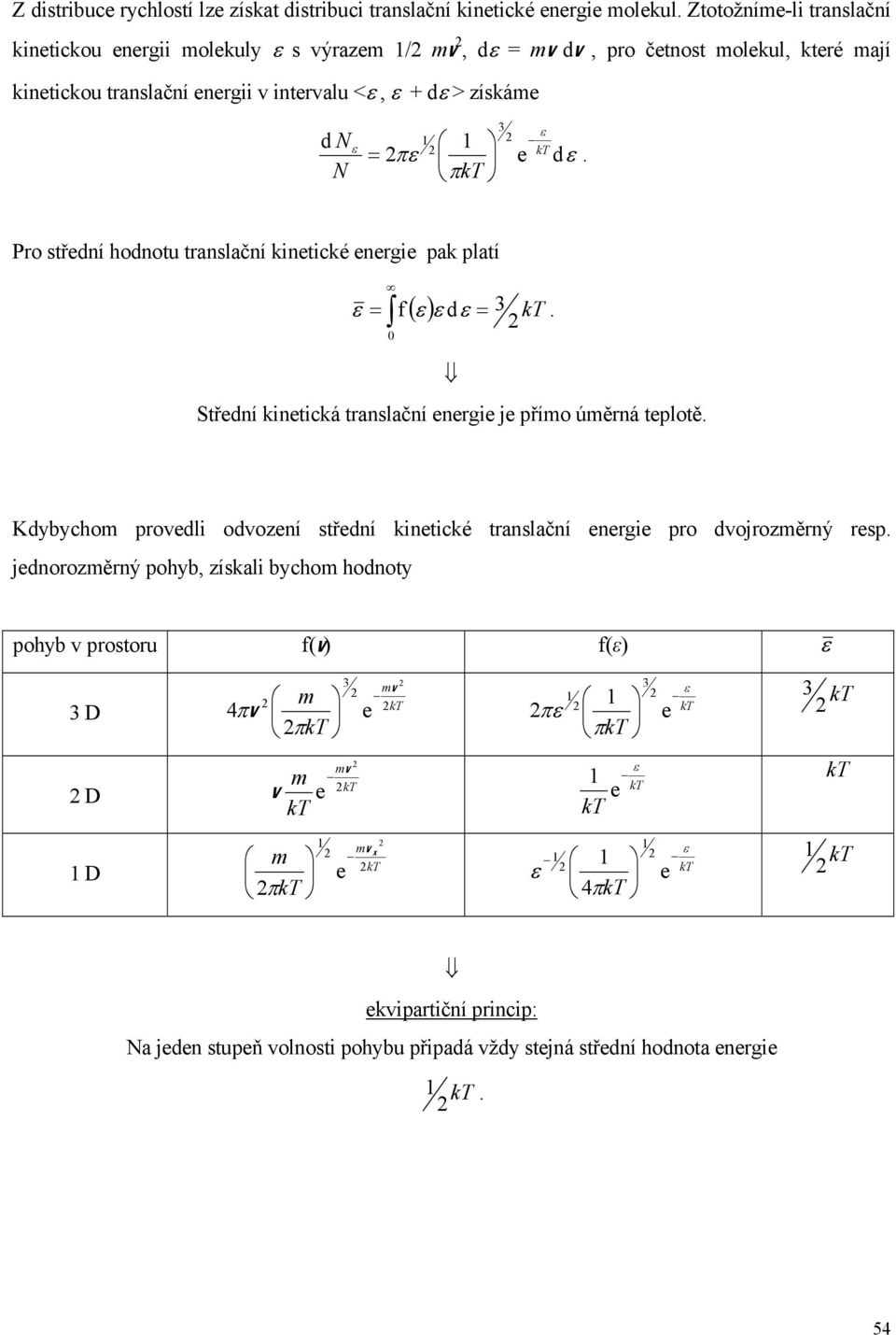 πε dε. π ε Pro střdní hodnotu translační kintické nrgi ak latí ( ε ) ε f ε dε. řdní kintická translační nrgi j řío úěrná tlotě.