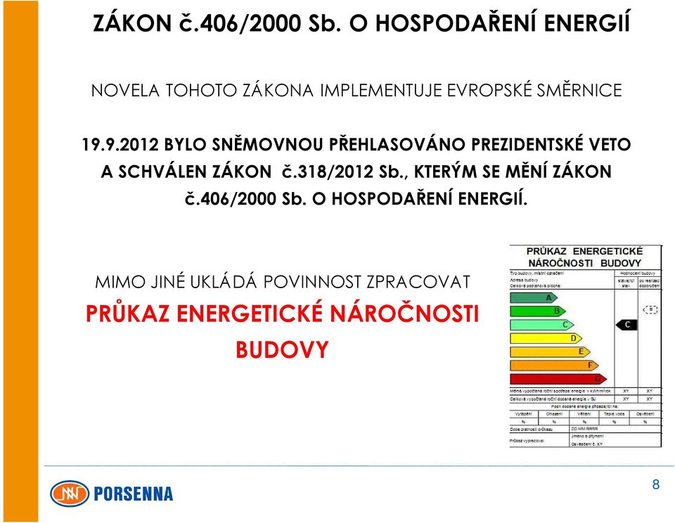 9.2012 BYLO SNĚMOVNOU PŘEHLASOVÁNO PREZIDENTSKÉ VETO A SCHVÁLEN ZÁKON č.