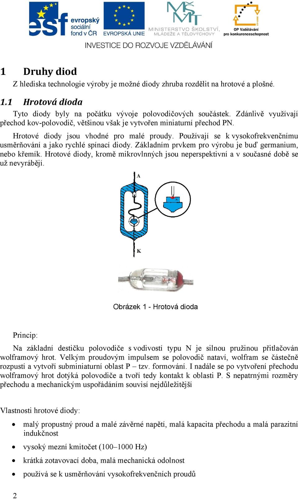 Používají se k vysokofrekvenčnímu usměrňování a jako rychlé spínací diody. Základním prvkem pro výrobu je buď germanium, nebo křemík.