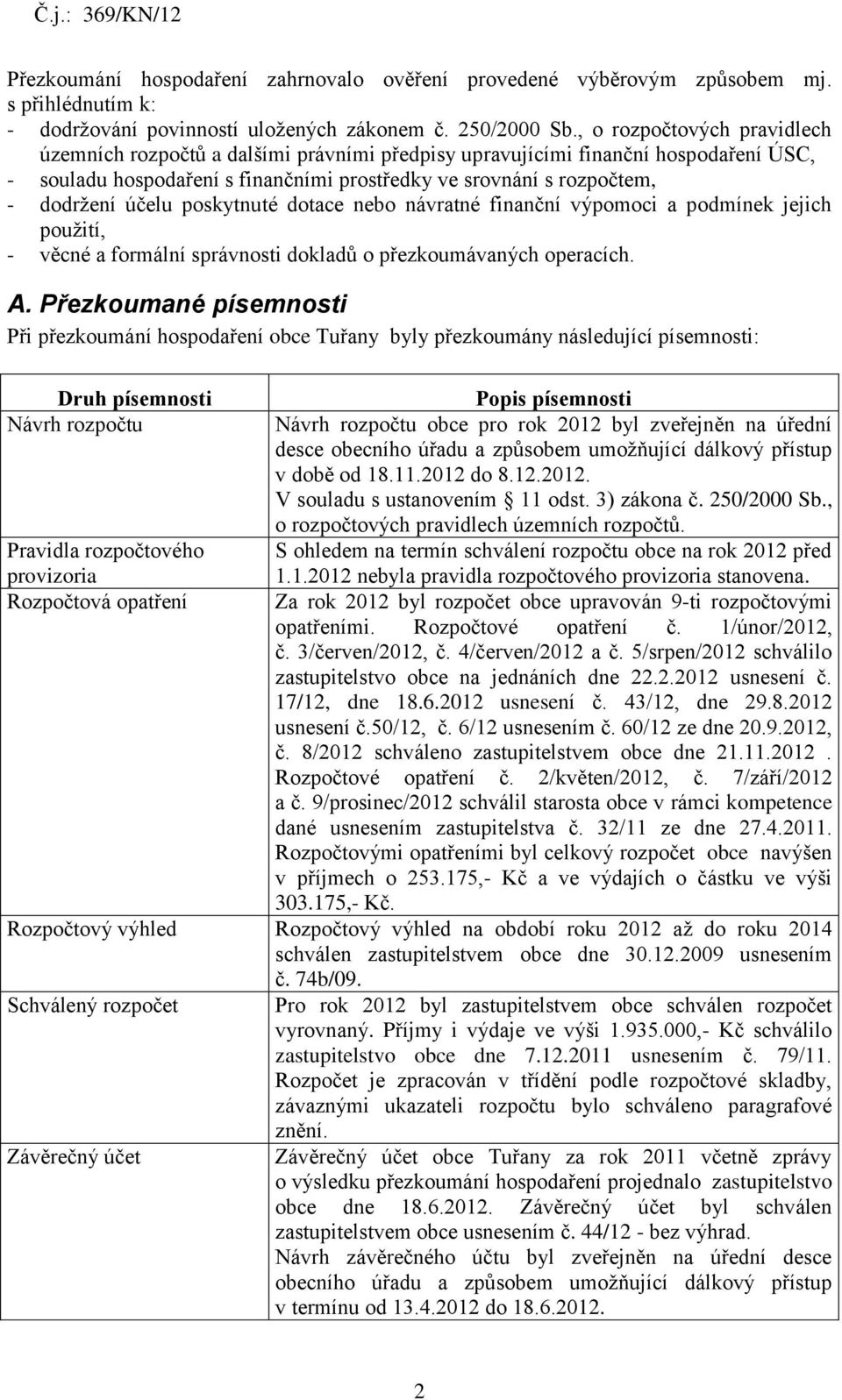 účelu poskytnuté dotace nebo návratné finanční výpomoci a podmínek jejich použití, - věcné a formální správnosti dokladů o přezkoumávaných operacích. A.