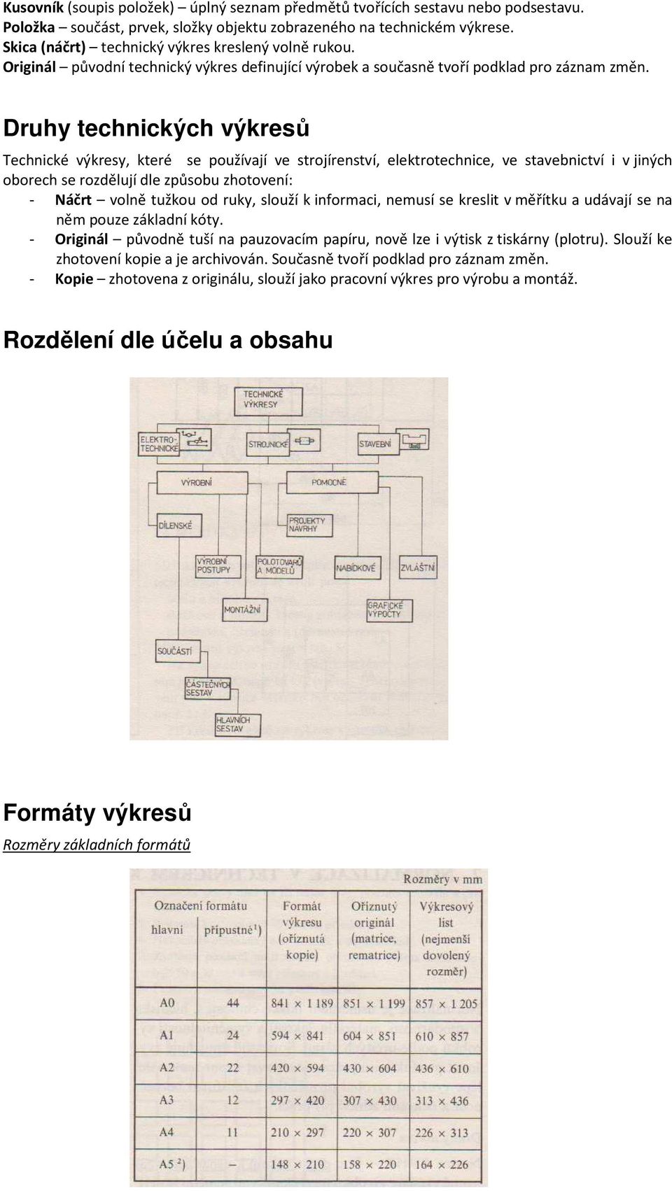 Druhy technických výkresů Technické výkresy, které se používají ve strojírenství, elektrotechnice, ve stavebnictví i v jiných oborech se rozdělují dle způsobu zhotovení: - Náčrt volně tužkou od ruky,