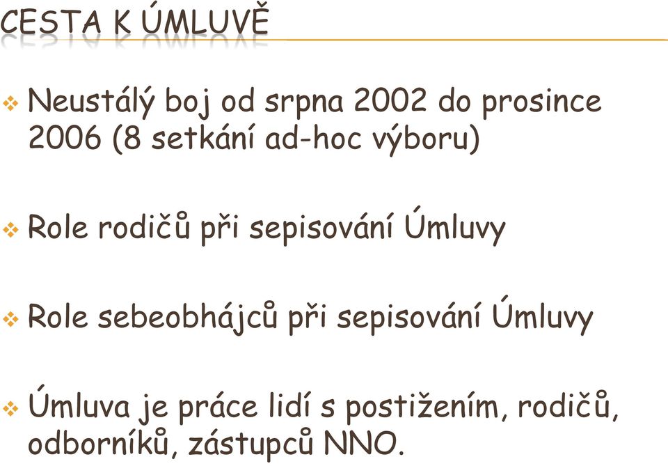 sepisování Úmluvy Role sebeobhájců při sepisování Úmluvy