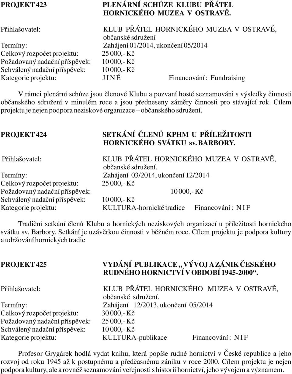 Fundraising V rámci plenární schůze jsou členové Klubu a pozvaní hosté seznamováni s výsledky činnosti občanského sdružení v minulém roce a jsou předneseny záměry činnosti pro stávající rok.