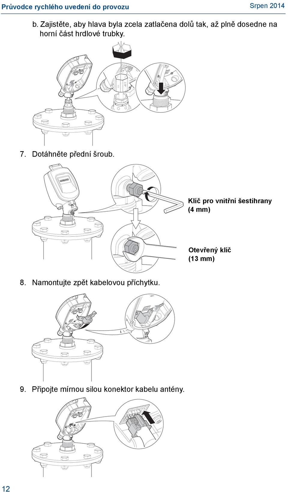 Klíč pro vnitřní šestihrany (4 mm) Otevřený klíč (13 mm) 8.