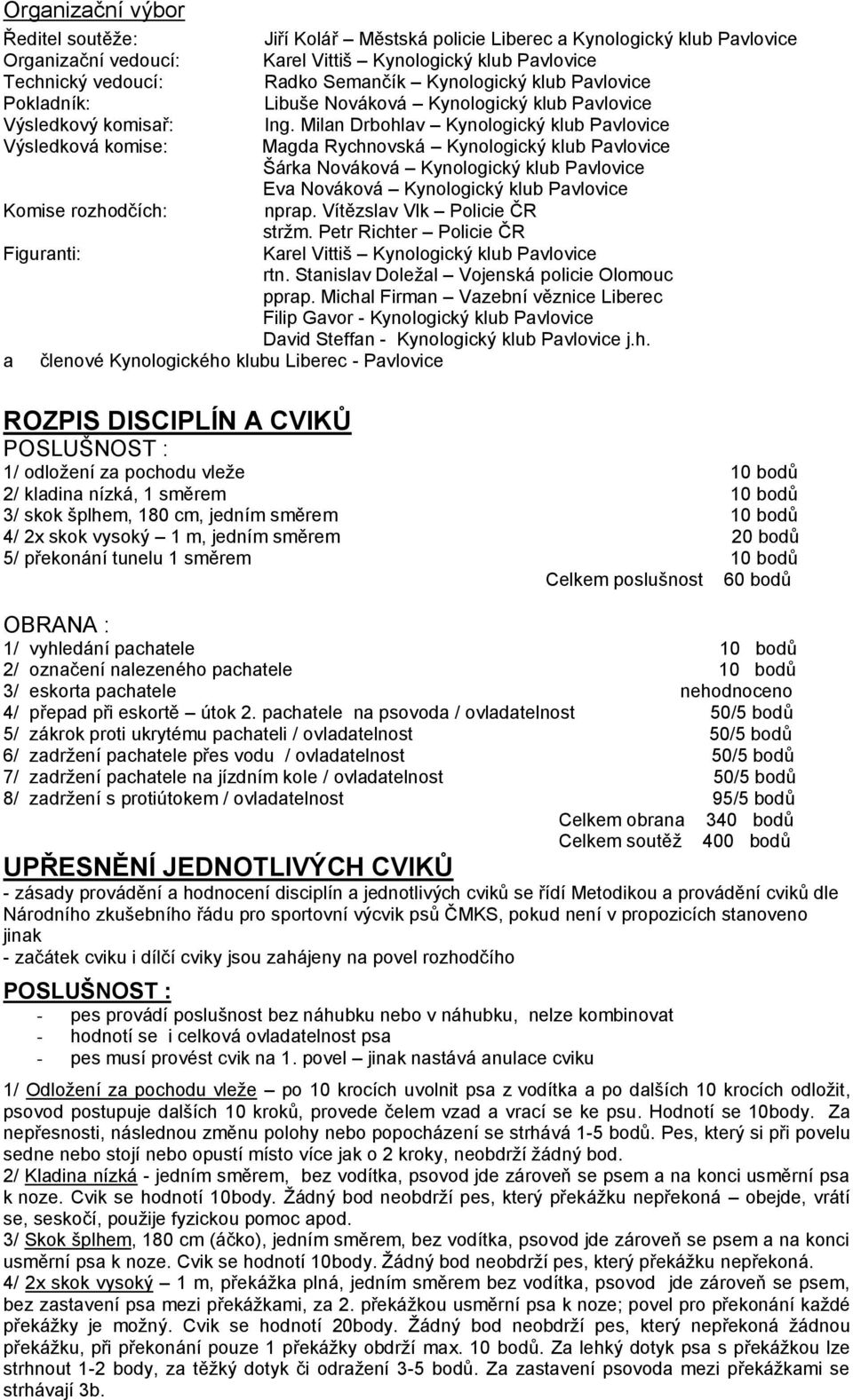 Milan Drbohlav Kynologický klub Pavlovice Výsledková komise: Magda Rychnovská Kynologický klub Pavlovice Šárka Nováková Kynologický klub Pavlovice Eva Nováková Kynologický klub Pavlovice Komise