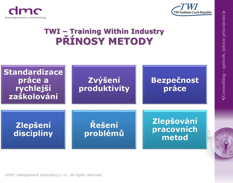 Bezpečnost práce Zlepšení disciplíny Řešení problémů