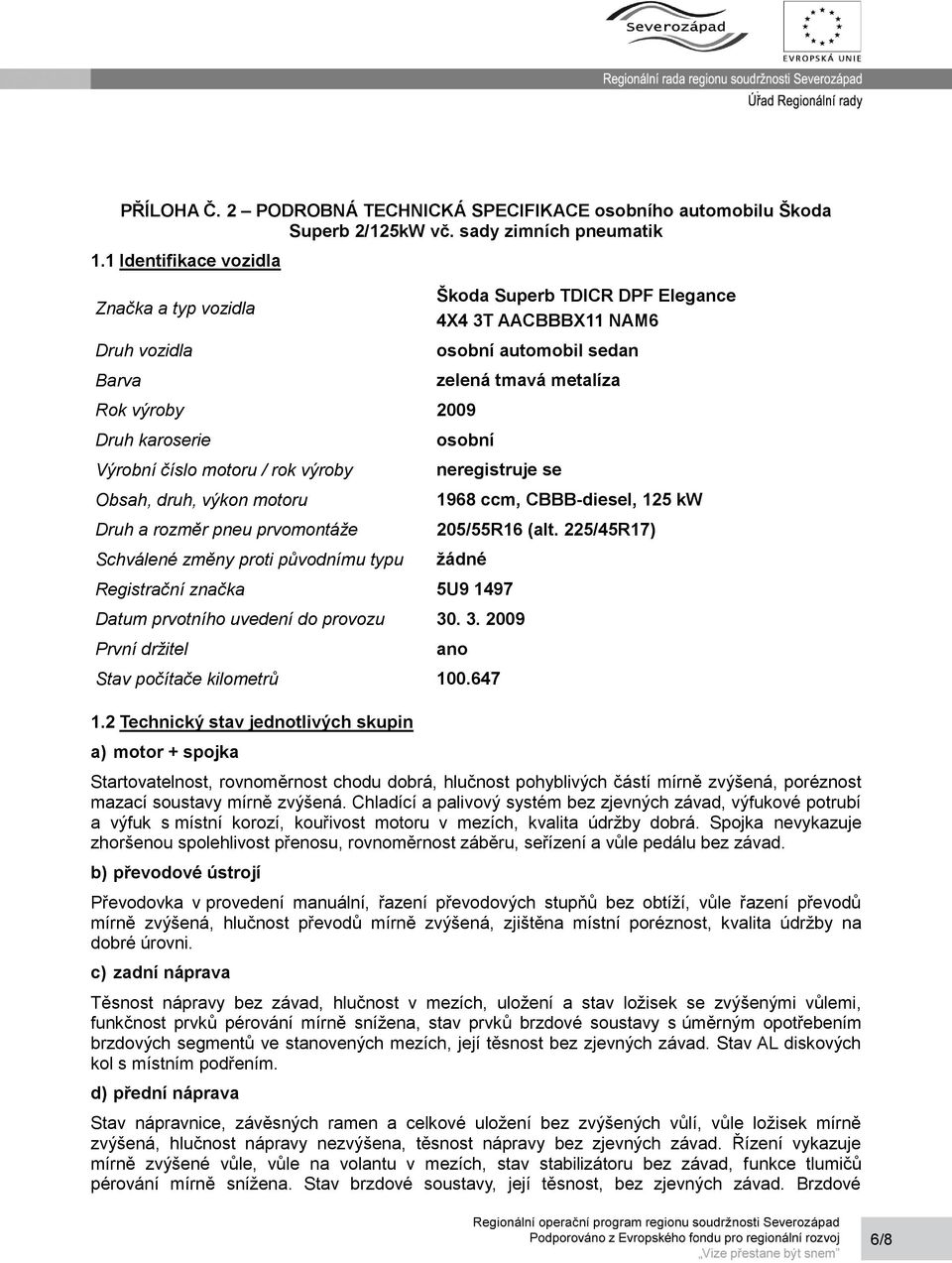 změny proti původnímu typu Škoda Superb TDICR DPF Elegance 4X4 3T AACBBBX11 NAM6 osobní automobil sedan zelená tmavá metalíza osobní neregistruje se 1968 ccm, CBBB-diesel, 125 kw 205/55R16 (alt.