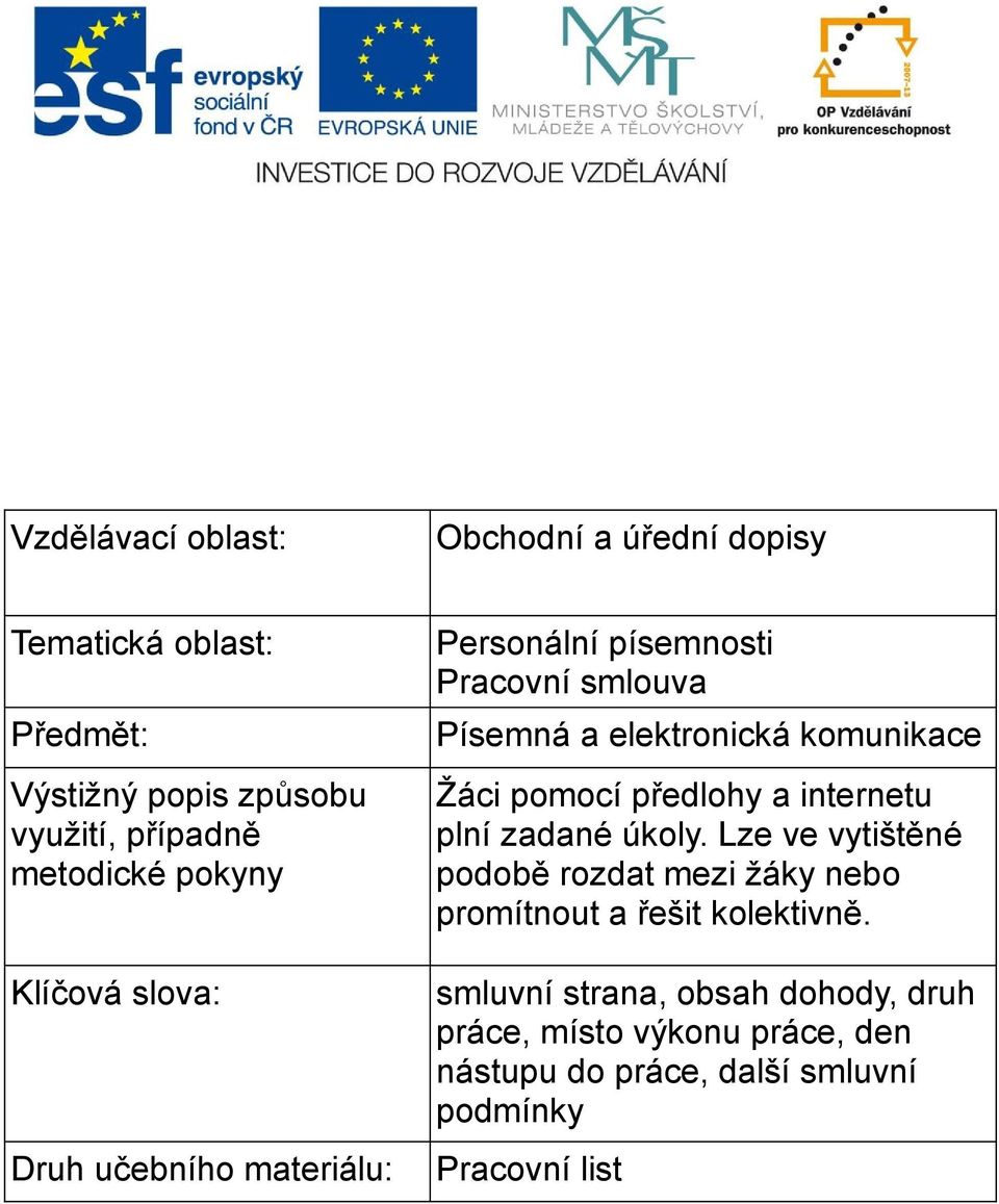 Žáci pomocí předlohy a internetu plní zadané úkoly.