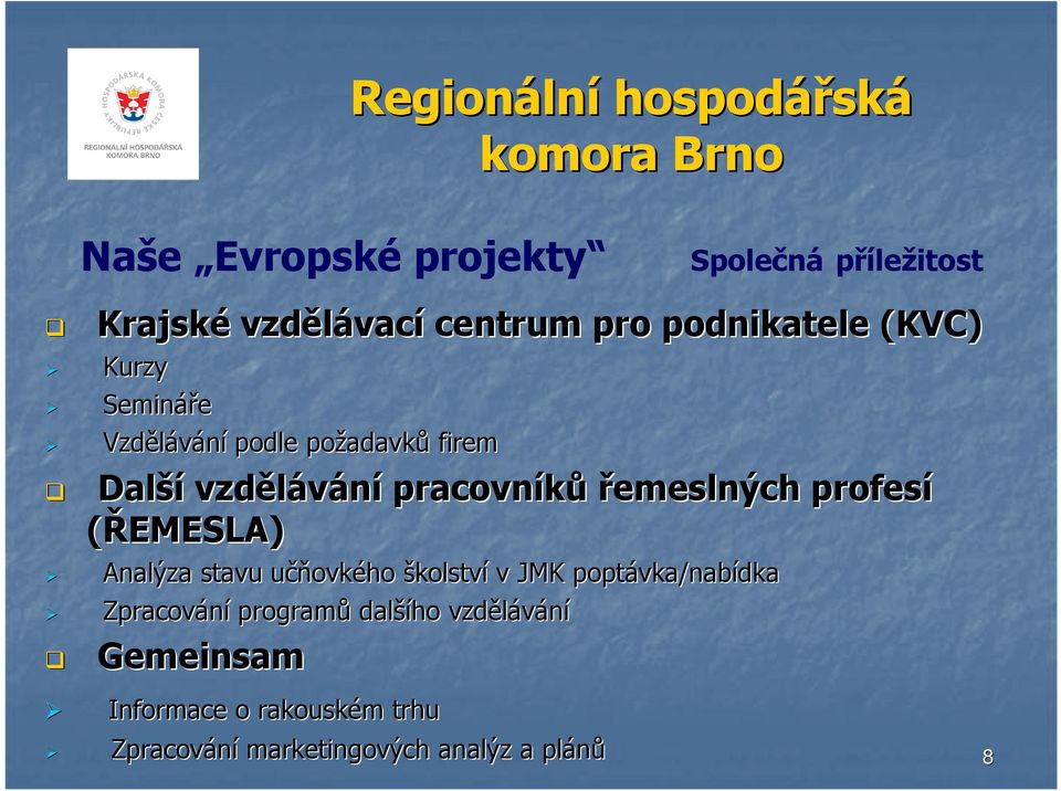 profesí (ŘEMESLA) Analýza stavu učňovkého školství v JMK poptávka/nab vka/nabídka Zpracování