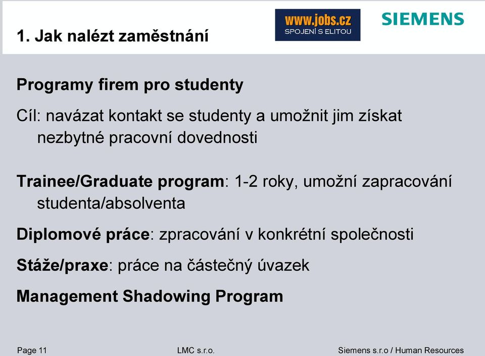 1-2 roky, umožní zapracování studenta/absolventa Diplomové práce: zpracování v