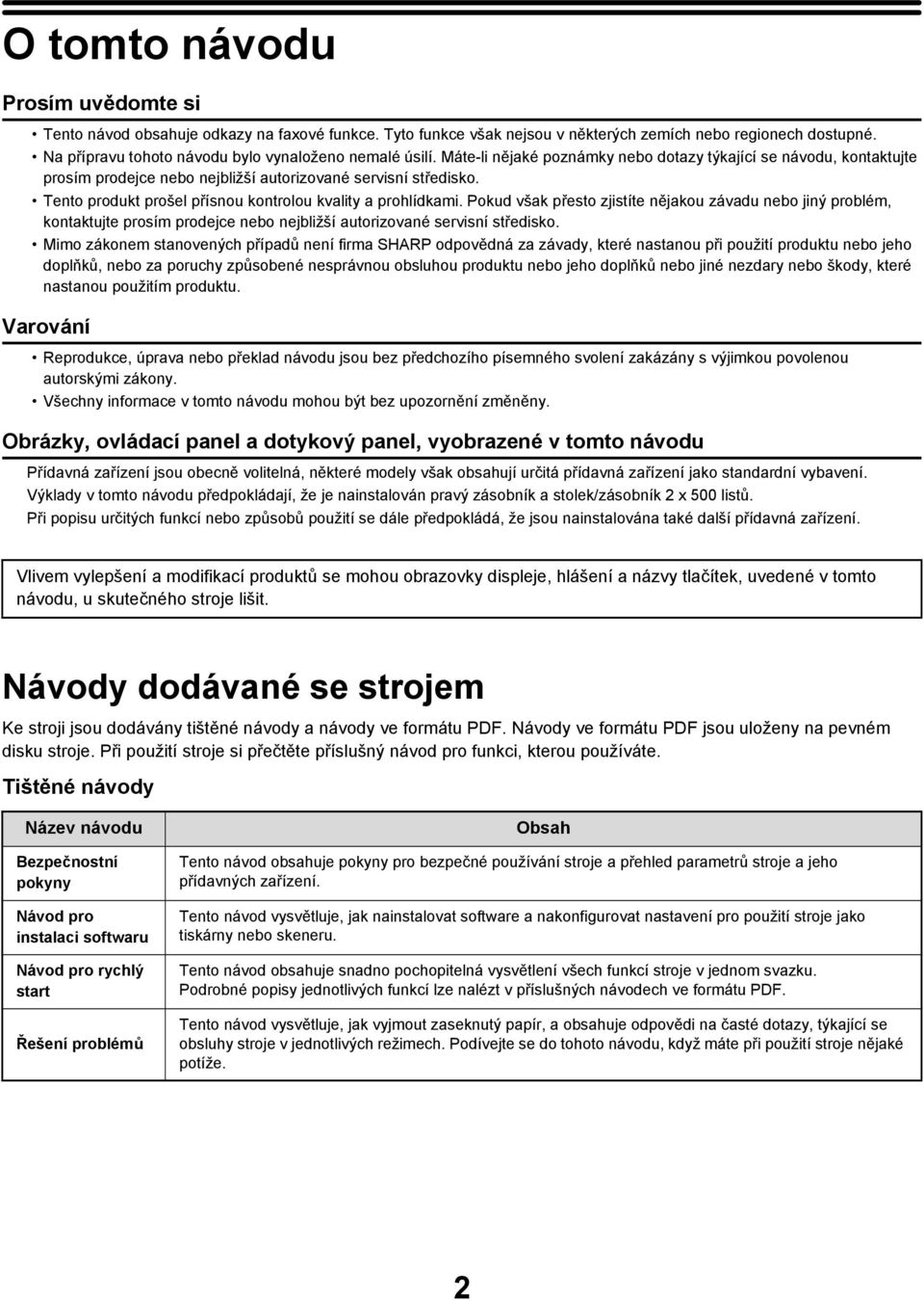 Tento produkt prošel přísnou kontrolou kvality a prohlídkami. Pokud však přesto zjistíte nějakou závadu nebo jiný problém, kontaktujte prosím prodejce nebo nejbližší autorizované servisní středisko.