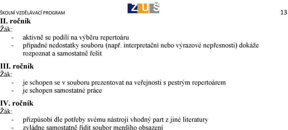 interpretační nebo výrazové nepřesnosti) dokáže rozpoznat a samostatně řešit III.