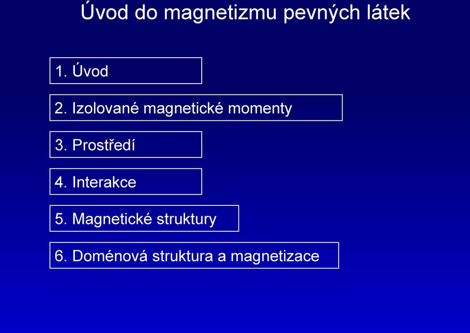 Prostředí 4. Interakce 5.