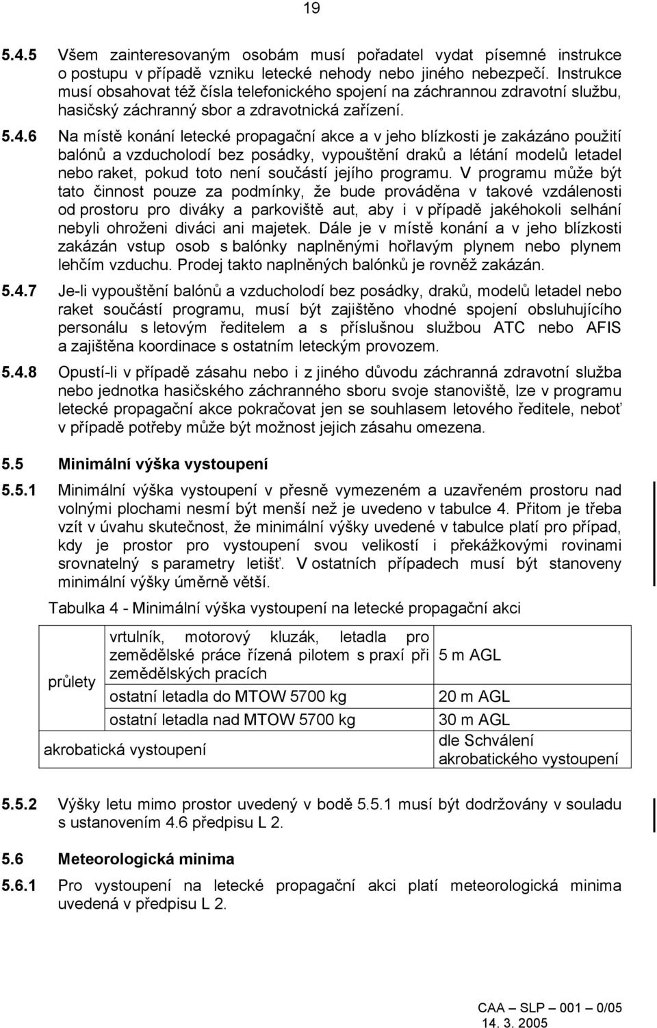 6 Na místě konání letecké propagační akce a v jeho blízkosti je zakázáno použití balónů a vzducholodí bez posádky, vypouštění draků a létání modelů letadel nebo raket, pokud toto není součástí jejího