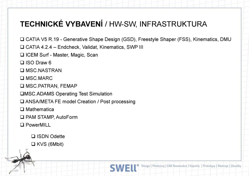 4 Endcheck, Validat, Kinematics, SWP III ICEM Surf - Master, Magic, Scan ISO Draw 6 MSC.NASTRAN MSC.