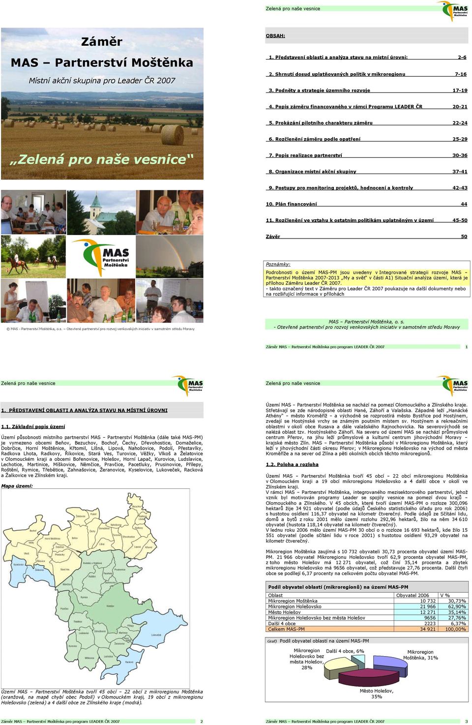 Popis realizace partnerství 30-36 8. Organizace místní akční skupiny 37-41 9. Postupy pro monitoring projektů, hodnocení a kontroly 42-43 10. Plán financování 44 11.