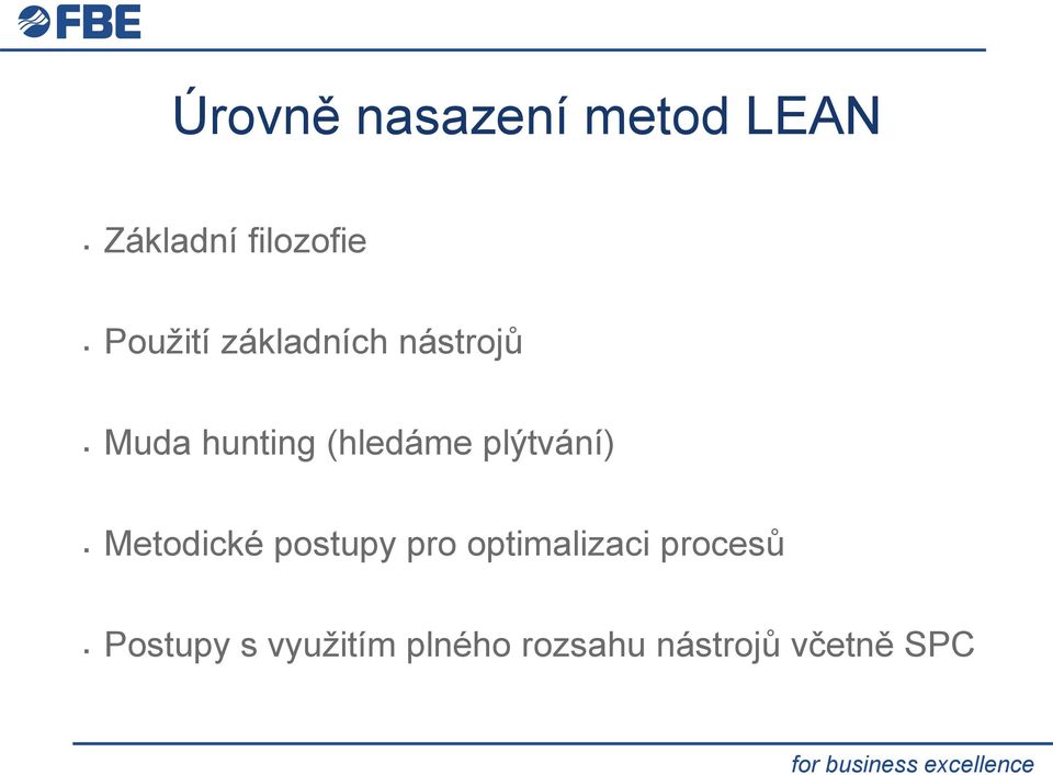 plýtvání) Metodické postupy pro optimalizaci