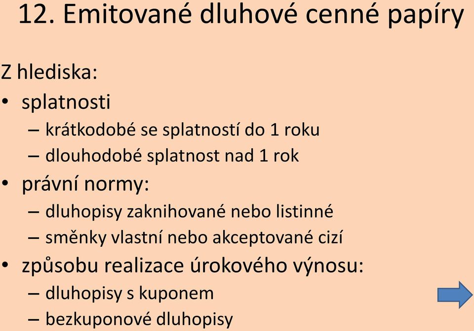 dluhopisy zaknihované nebo listinné směnky vlastní nebo akceptované