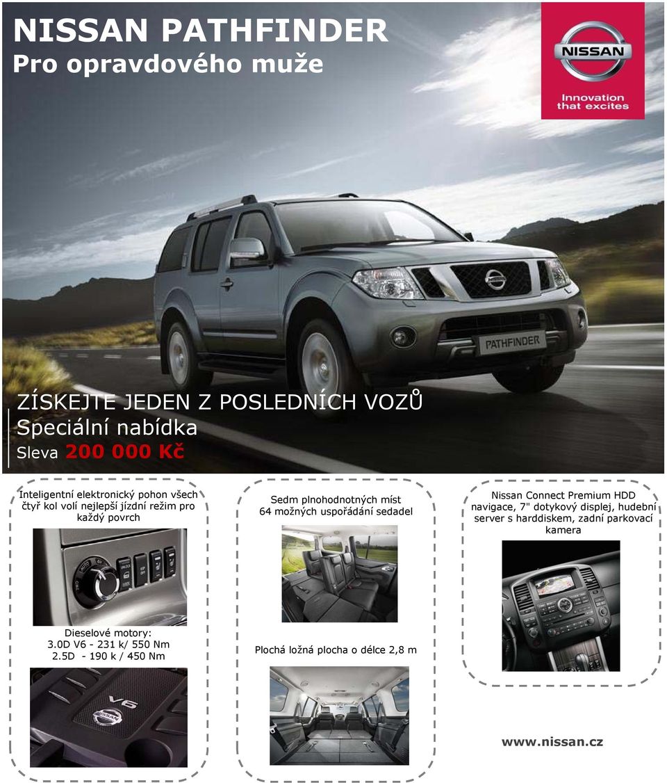 sedade Nissan Connect Premium HDD navigace, 7" dotykový dispej, hudební server s harddiskem, zadní parkovací