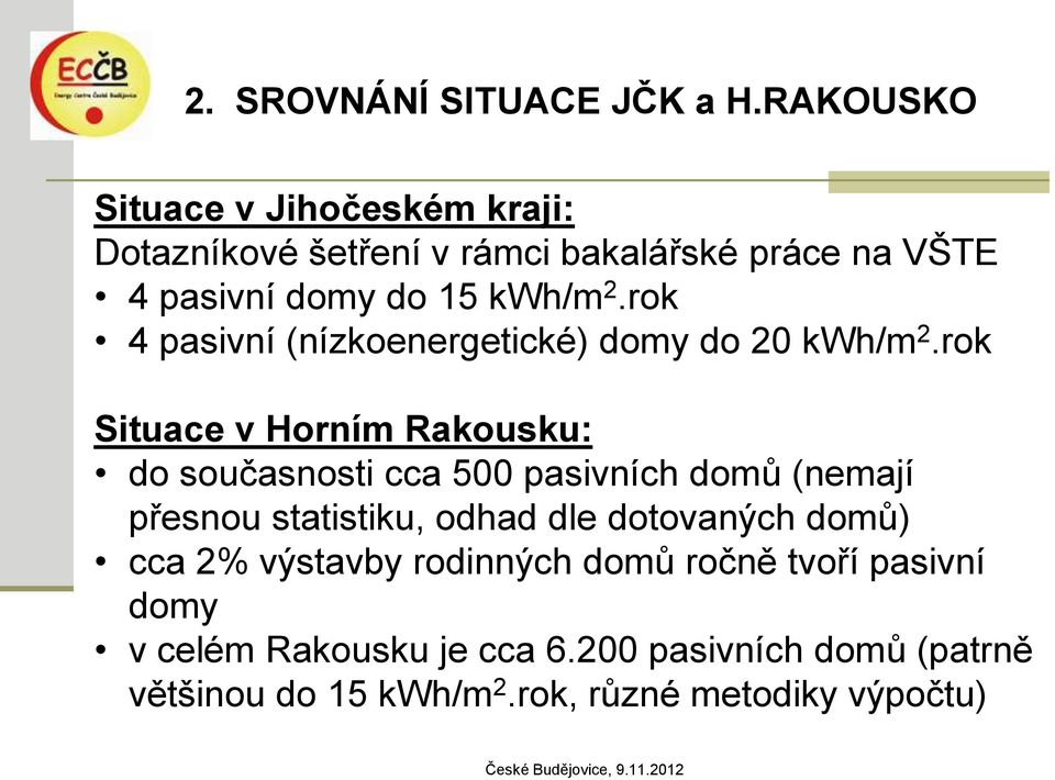 rok 4 pasivní (nízkoenergetické) domy do 20 kwh/m 2.