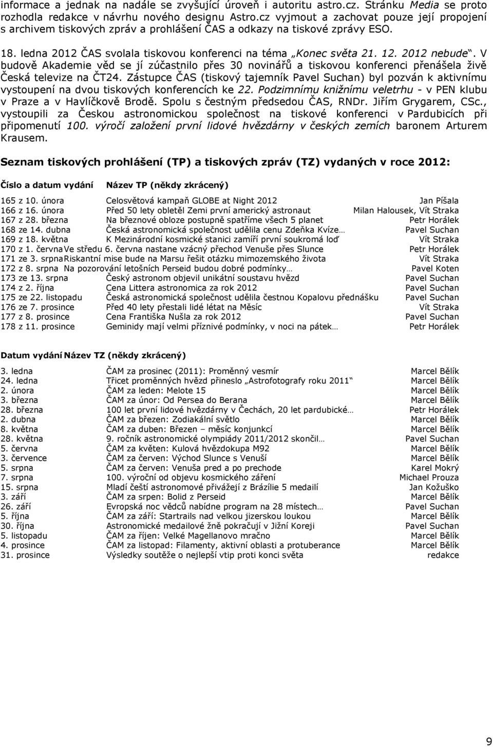 2012 nebude. V budově Akademie věd se jí zúčastnilo přes 30 novinářů a tiskovou konferenci přenášela živě Česká televize na ČT24.
