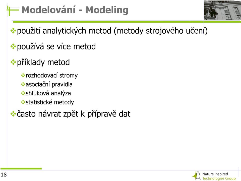 příklady metod rozhodovací stromy asociační pravidla