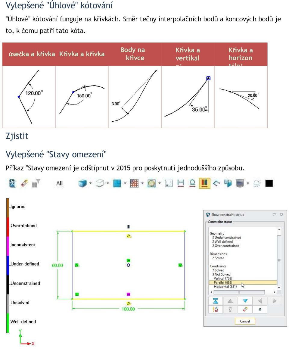 úsečka a křivka Křivka a křivka Body na křivce Křivka a vertikál ní Křivka a horizon