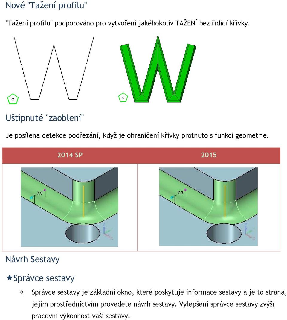 2014 SP 2015 Návrh Sestavy Správce sestavy Správce sestavy je základní okno, které poskytuje informace sestavy