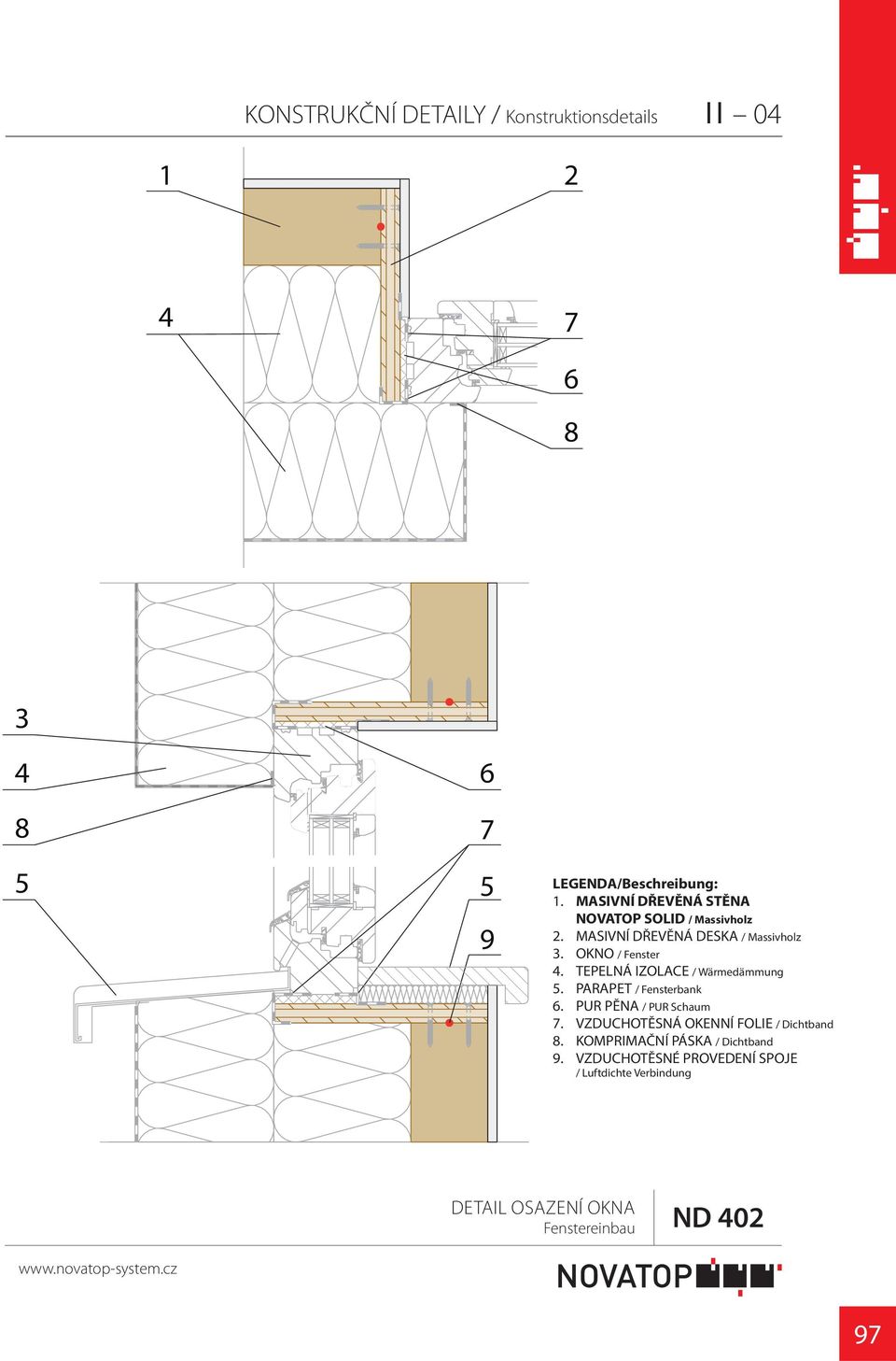 PARAPET / Fensterbank. PUR PĚNA / PUR Schaum. VZDUCHOTĚSNÁ OKENNÍ FOLIE / Dichtband.