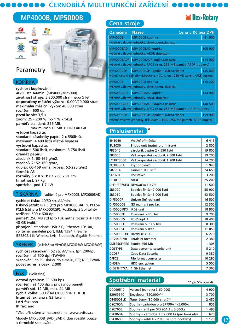 zoom: 25-200 % (po 1 % kroku) pamět': standard: 256 MB, maximum: 512 MB + HDD 40 GB vstupní kapacita: standard: zásobníky papíru 2 x 550listů, maximum: 4.