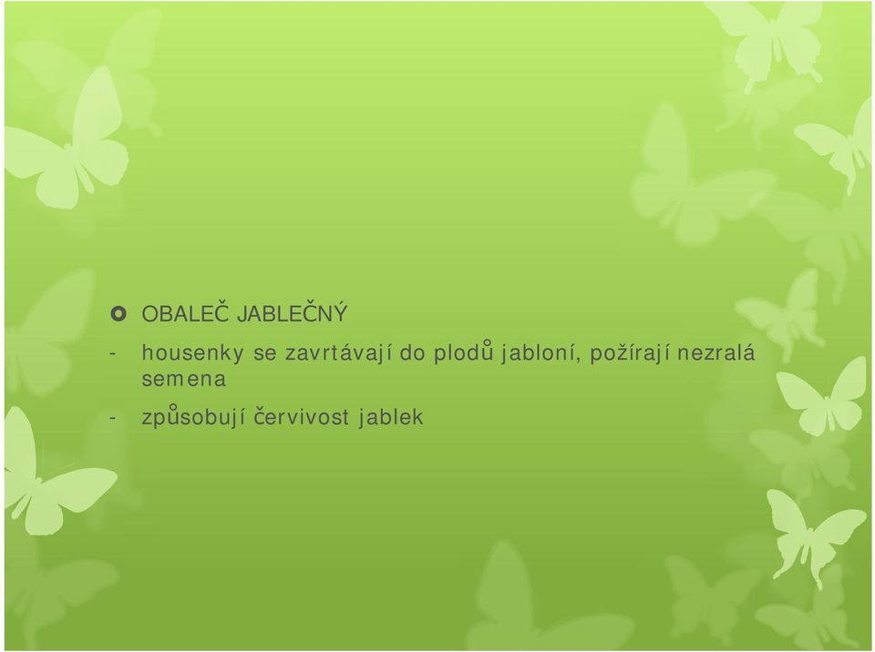 jabloní, požírají nezralá