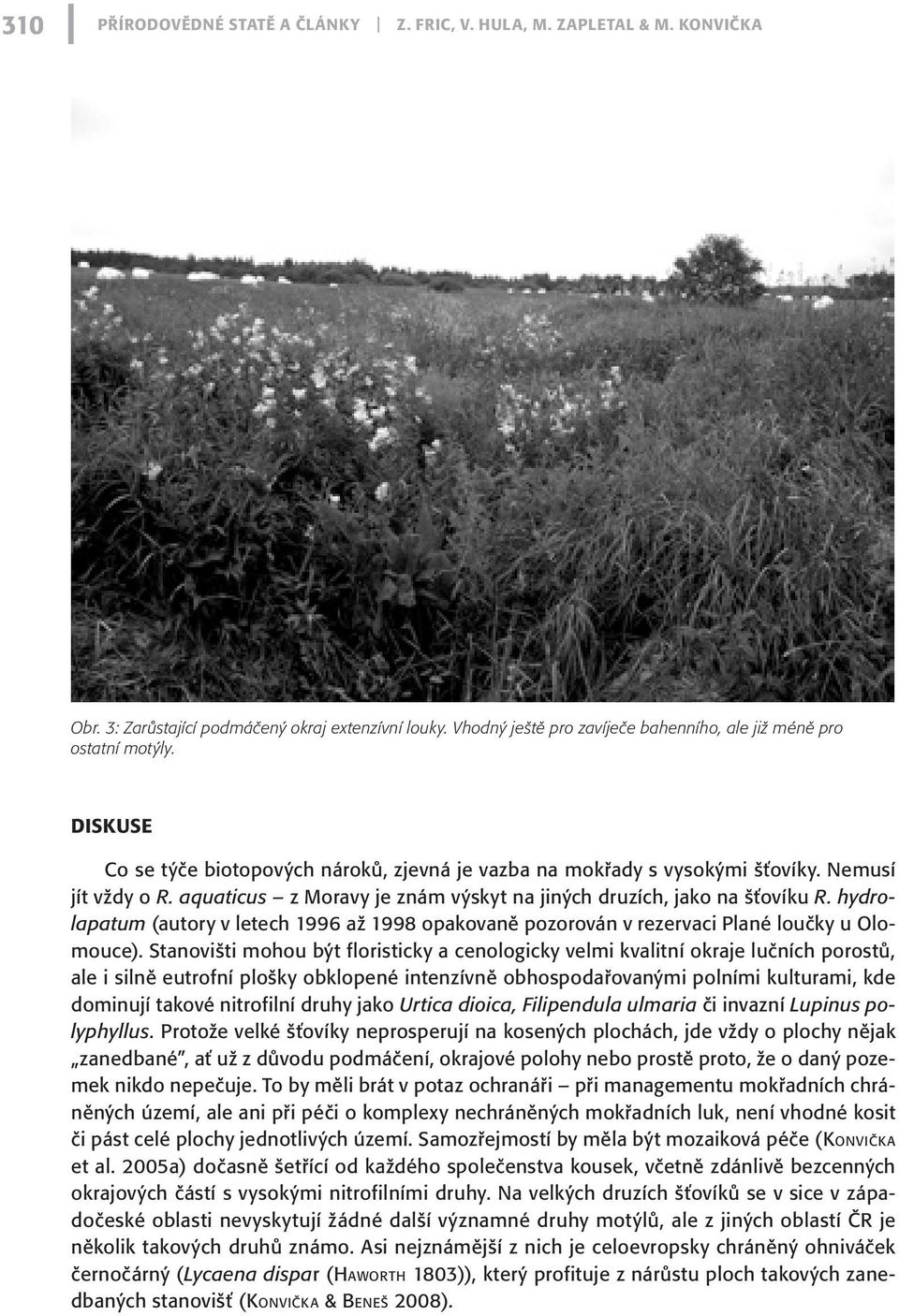 hydrolapatum (autory v letech 1996 až 1998 opakovaně pozorován v rezervaci Plané loučky u Olomouce).