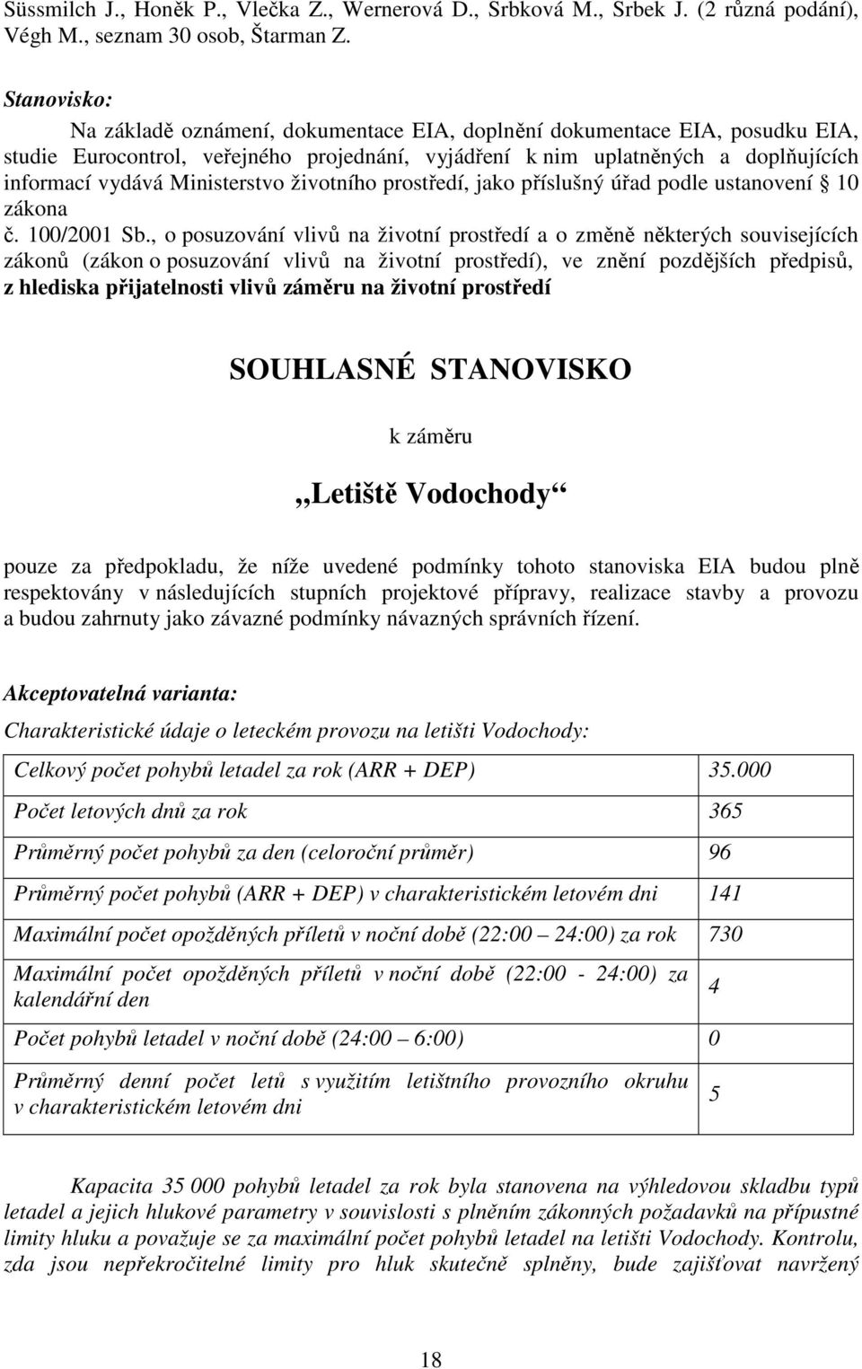 Ministerstvo životního prostředí, jako příslušný úřad podle ustanovení 10 zákona č. 100/2001 Sb.