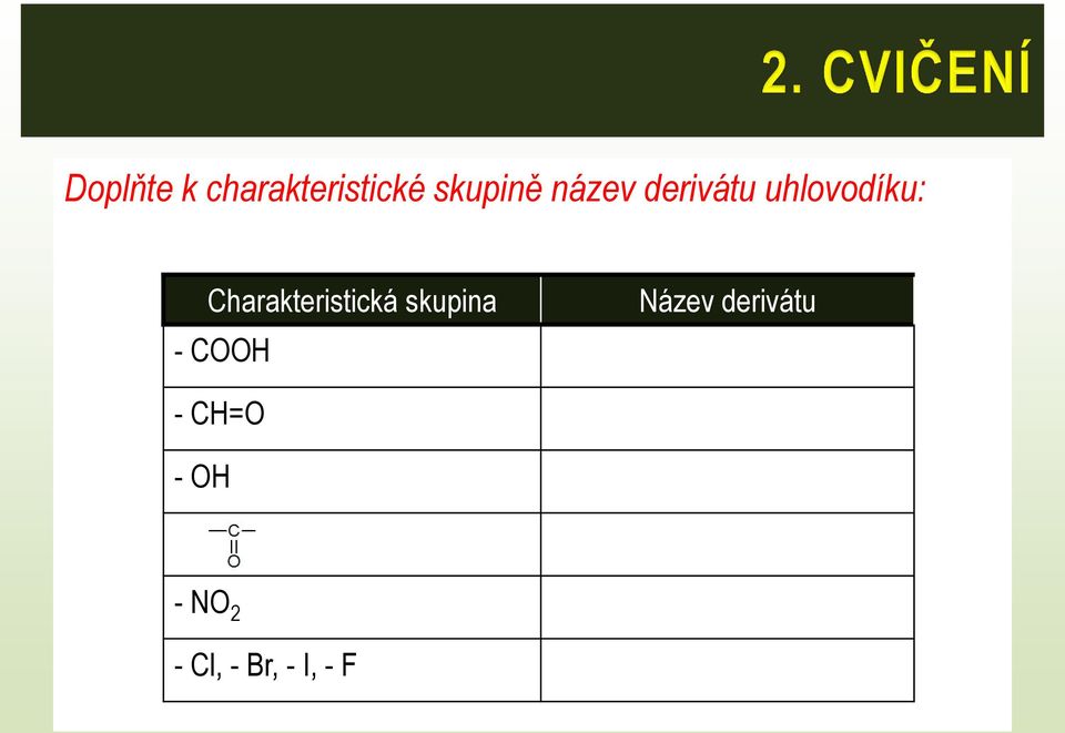 Charakteristická skupina - COOH