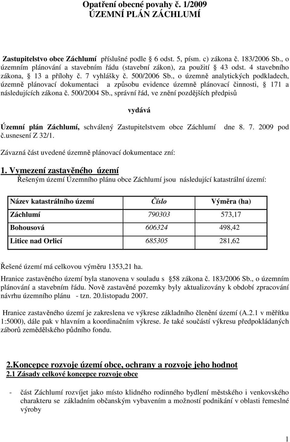 , o územně analytických podkladech, územně plánovací dokumentaci a způsobu evidence územně plánovací činnosti, 171 a následujících zákona č. 500/2004 Sb.