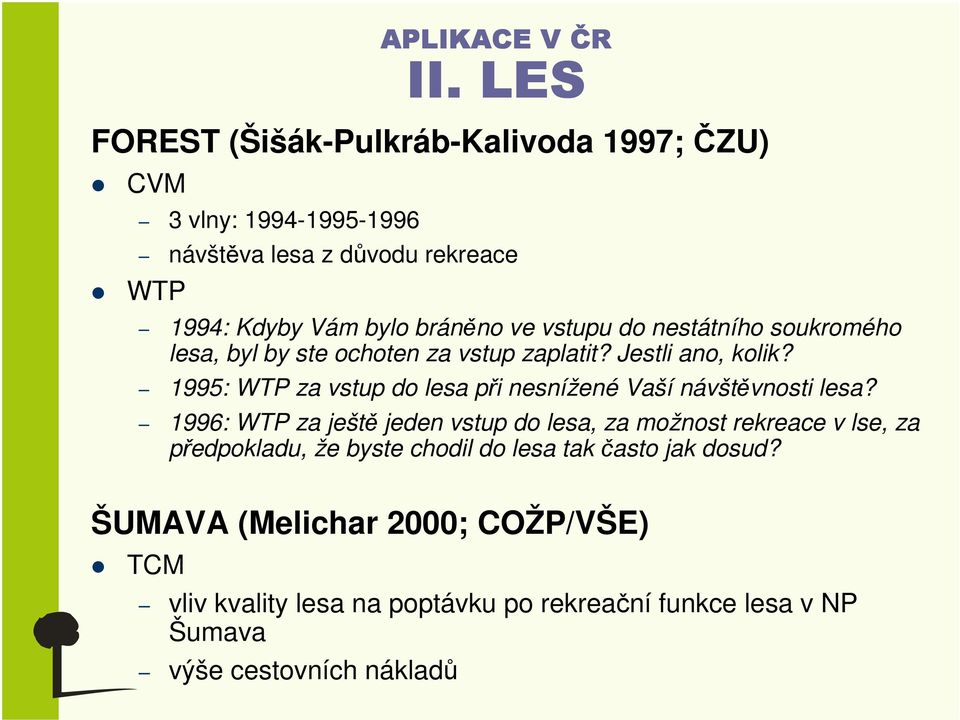 1995: WTP za vstup do lesa při nesnížené Vaší návštěvnosti lesa?