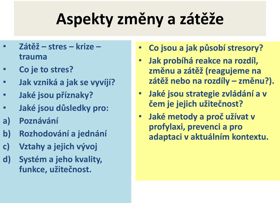 užitečnost. Co jsou a jak působí stresory?