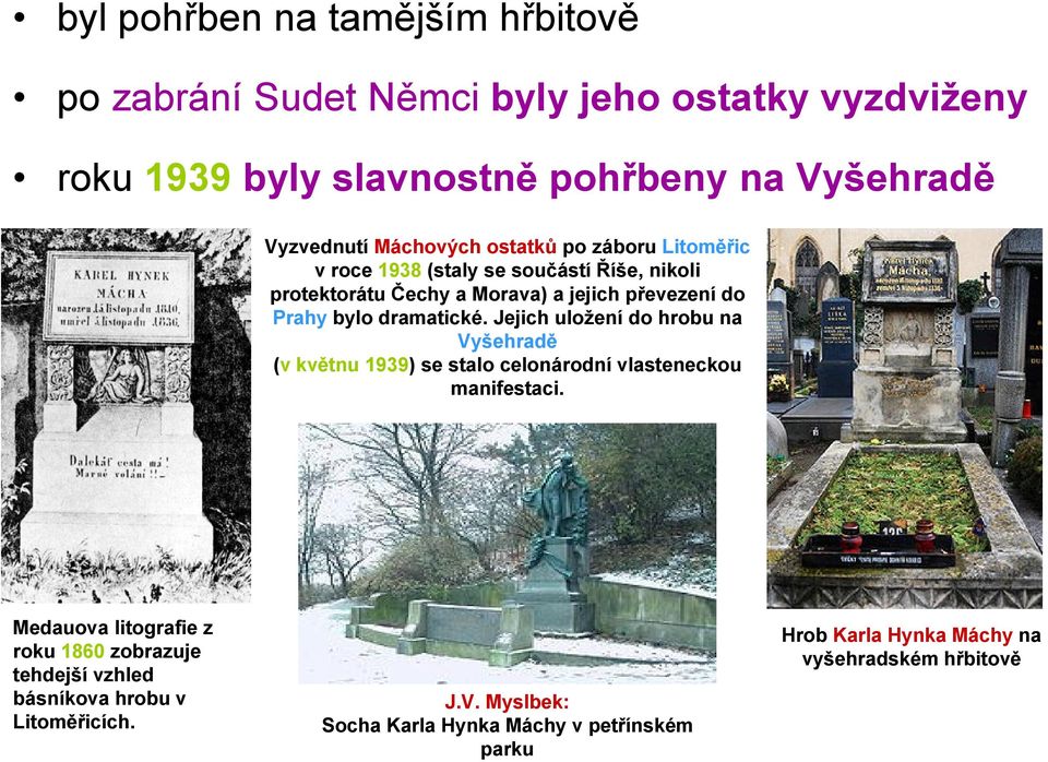 dramatické. Jejich uložení do hrobu na Vyšehradě (v květnu 1939) se stalo celonárodní vlasteneckou manifestaci.