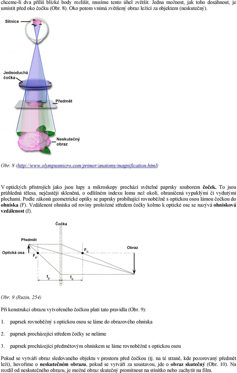 html) V optických přístrojích jako jsou lupy a mikroskopy prochází světelné paprsky souborem čoček.
