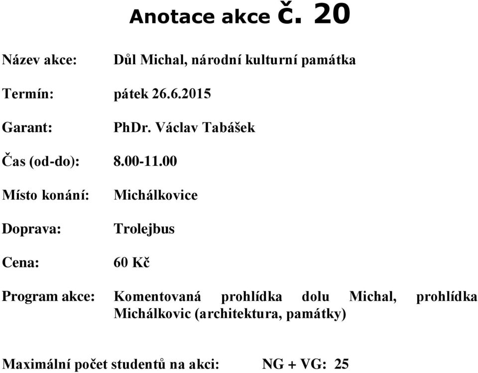 Václav Tabášek Čas (od-do): 8.00-11.