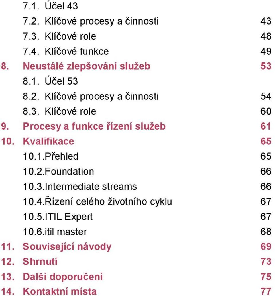 Procesy a funkce řízení služeb 61 10. Kvalifikace 65 10.1.Přehled 65 10.2.Foundation 66 10.3.Intermediate streams 66 10.