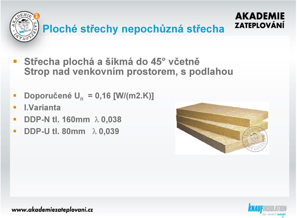 prostorem, s podlahou Doporučené U n = 0,16