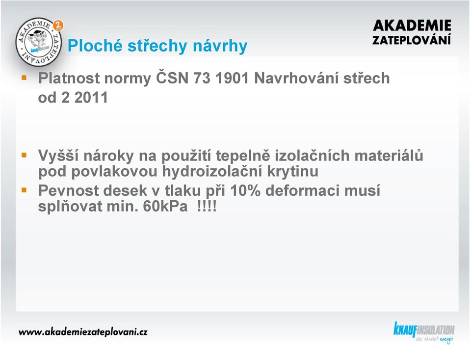 tepelně izolačních materiálů pod povlakovou hydroizolační