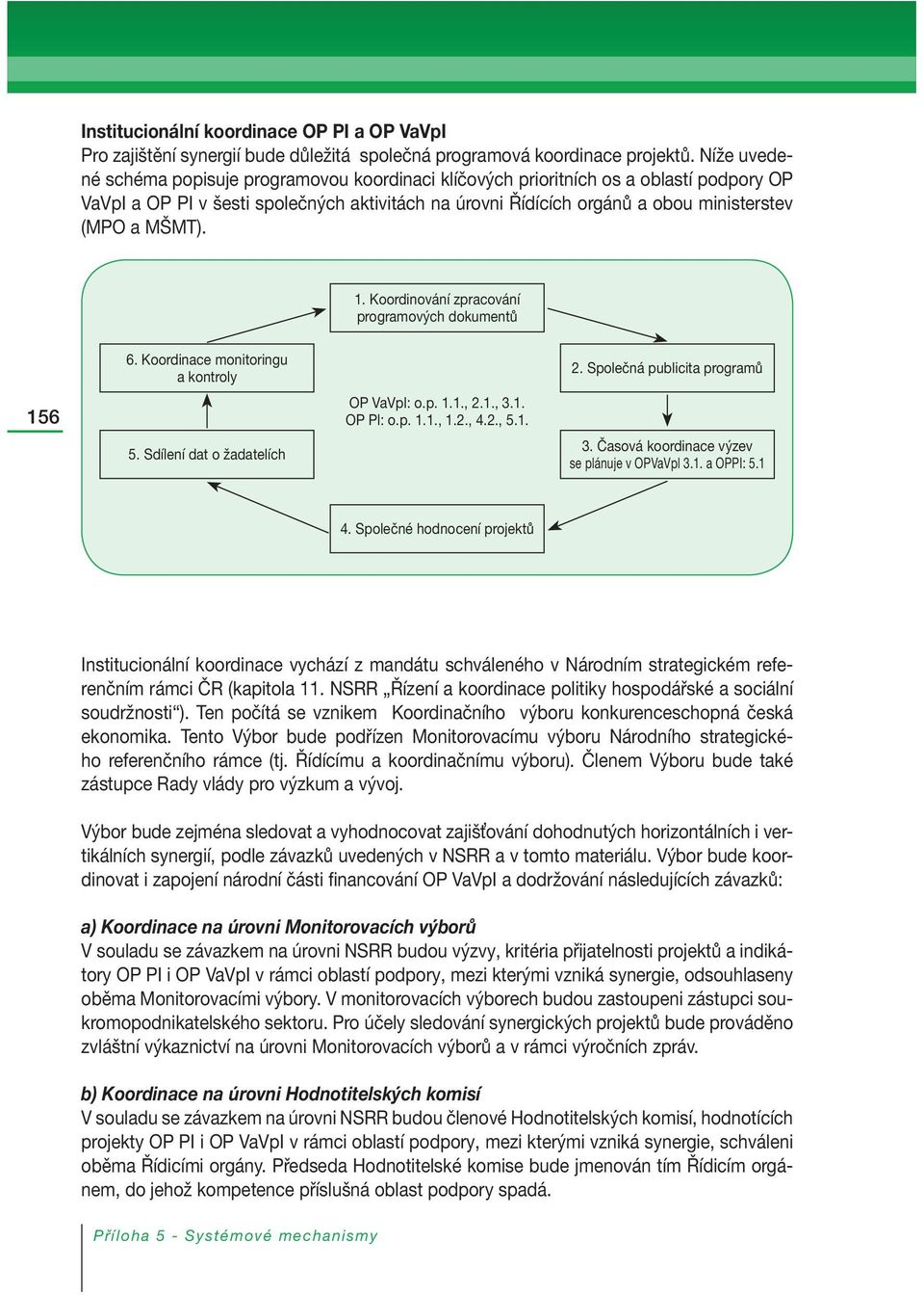 MŠMT). 1. Koordinování zpracování programových dokumentů 156 6. Koordinace monitoringu a kontroly 5. Sdílení dat o žadatelích OP VaVpl: o.p. 1.1., 2.1., 3.1. OP Pl: o.p. 1.1., 1.2., 4.2., 5.1. 2. Společná publicita programů 3.